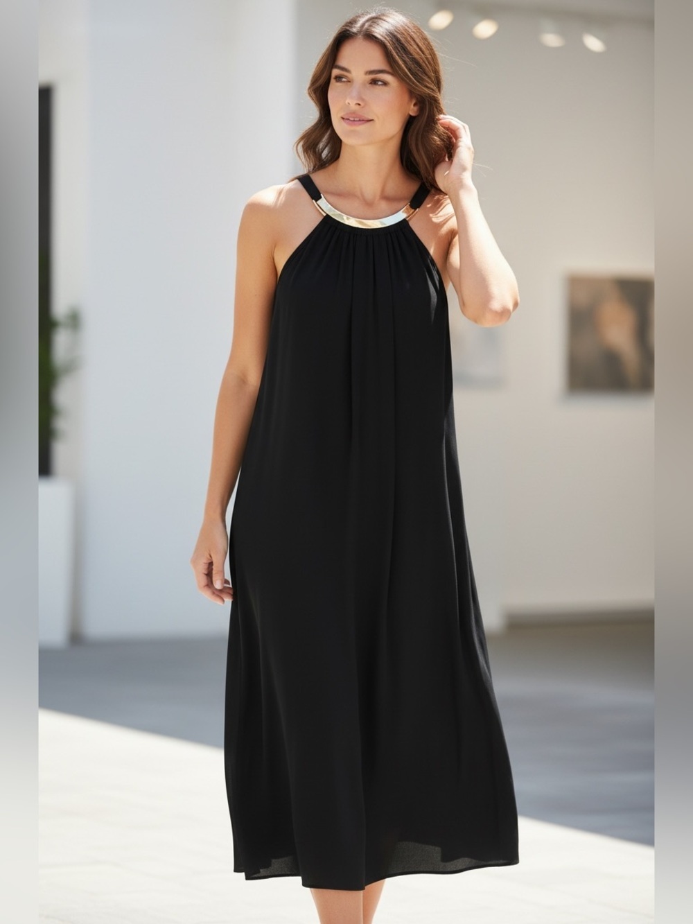 Michael Kors Black Dress with Gold Accent